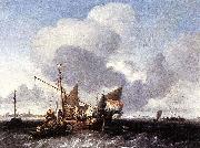 Ludolf Backhuysen Ships on the Zuiderzee before the Fort of Naarden oil painting artist